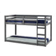Loft Bed | Twin | Wood Frame | Built In Ladder | Gray