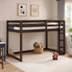 Twin Wooden Frame Loft Bed with Built In Ladder, Espresso Brown