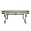 Scalloped Top Wooden Coffee Table with Claw Legs Support Antique Silver BM226898