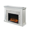 Electric Fireplace with Mirror Panel Framing and Stones Inlay, Silver
