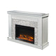 Electric Fireplace with Mirror Panel Framing and Stones Inlay, Silver