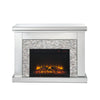 Electric Fireplace with Mirror Panel Framing and Stones Inlay Silver BM226902