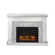 Electric Fireplace with Mirror Panel Framing and Stones Inlay Silver BM226902