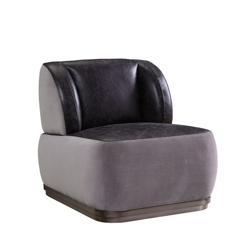 Leatherette Accent Chair with Wingback Design Backrest, Black and Gray