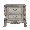 Traditional Wooden Nightstand with 2 Drawers and Carved Details Silver BM226924