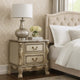 Traditional Wooden Nightstand with 2 Drawers and Carved Details, Silver