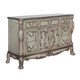 Traditional Wooden Nightstand with 7 Drawers and Carved Details, Silver