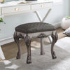 Vanity Stool | Traditional | Faux Leather Seat | Claw Legs | Gray