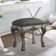 Vanity Stool | Traditional | Faux Leather Seat | Claw Legs | Gray