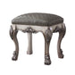 Traditional Wooden Vanity Stool with Leatherette Seat and Claw Legs, Gray By Casagear Home