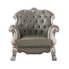 Traditional Leatherette Chair with Button Tufted and Carved Details,Gray BM226930