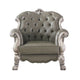Traditional Leatherette Chair with Button Tufted and Carved Details,Gray BM226930