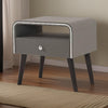 Nightstand | 1 Drawer | Curved Edge | Chrome Trim | Gray & Brown