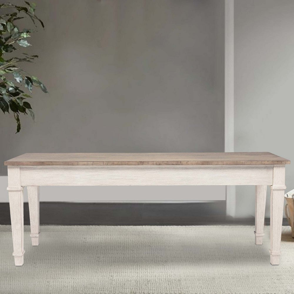 Bench | Rectangular Wood | Underseat Storage | White & Brown