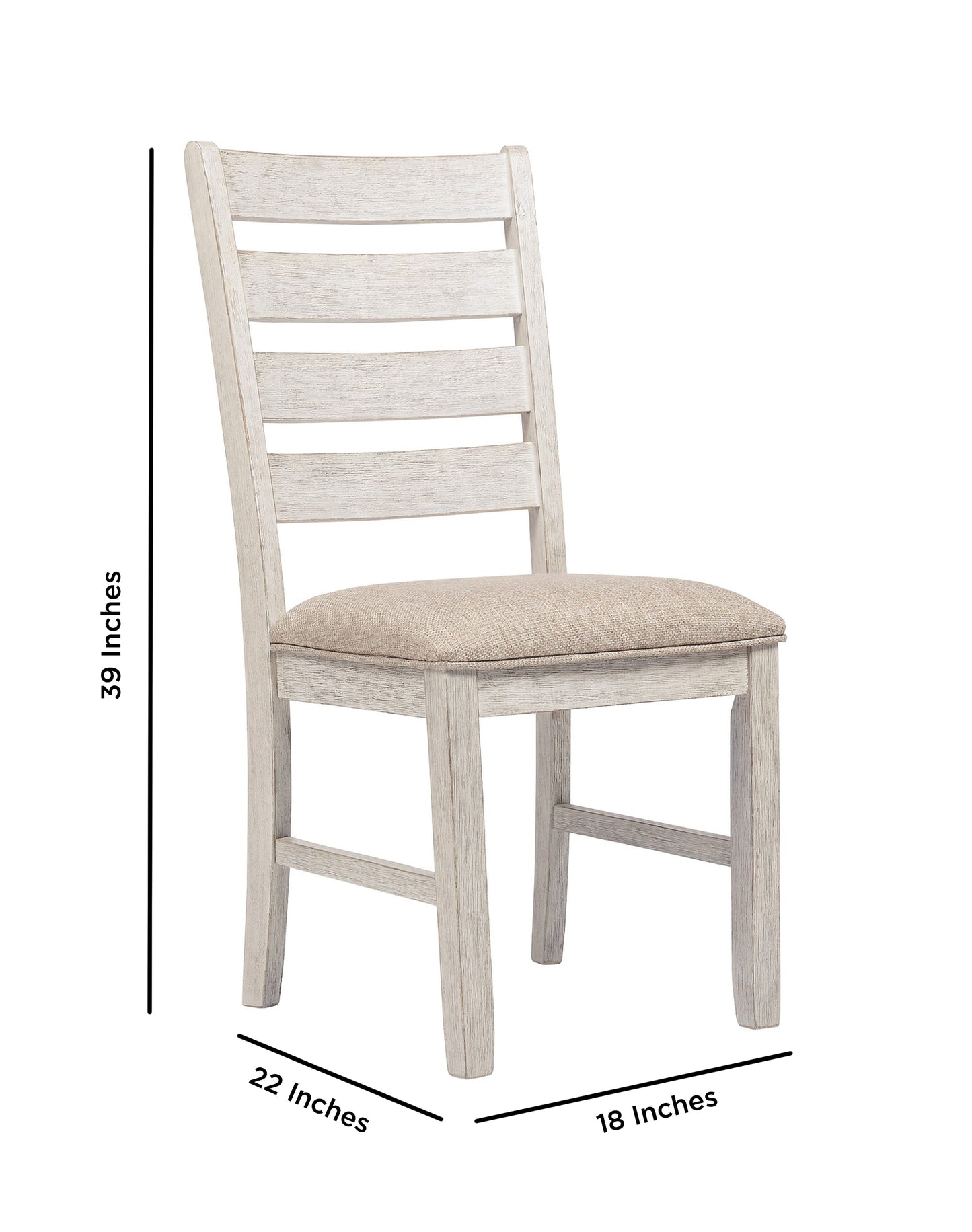 Fabric Dining Side Chair with Ladder Back Set of 2 White and Brown By Casagear Home BM227028