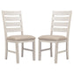 Fabric Dining Side Chair with Ladder Back Set of 2 White and Brown By Casagear Home BM227028