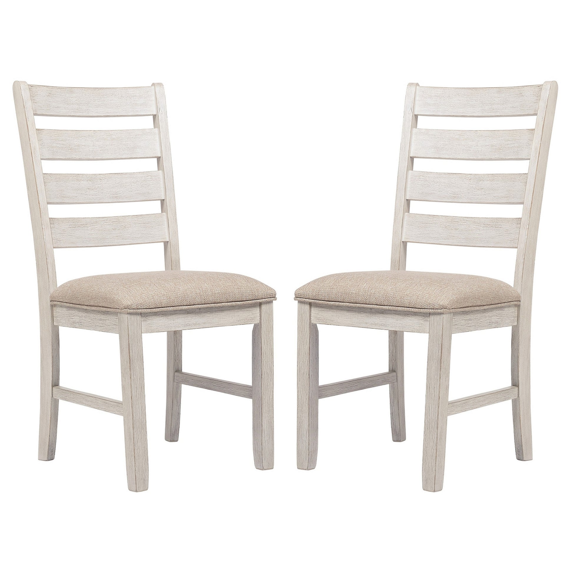 Fabric Dining Side Chair with Ladder Back Set of 2 White and Brown By Casagear Home BM227028