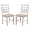 Fabric Dining Side Chair with Ladder Back Set of 2 White and Brown By Casagear Home BM227028