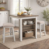 Dining Set | 3 Piece | Counter Height Table & Barstools | White & Brown