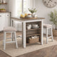 Dining Set | 3 Piece | Counter Height Table & Barstools | White & Brown