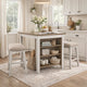 Dining Set | 3 Piece | Counter Height Table & Barstools | White & Brown