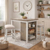 Dining Set | 3 Piece | Counter Height Table & Barstools | White & Brown
