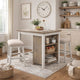 Dining Set | 3 Piece | Counter Height Table & Barstools | White & Brown