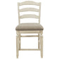 Fabric Upholstered Barstool with Ladder Back Set of 2 White and Brown By Casagear Home BM227049