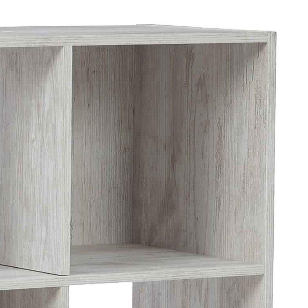 Ashley 6 Cube Wooden Organizer with Grain Details Washed White BM227057