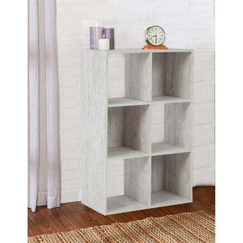 Ashley 6 Cube Wooden Organizer with Grain Details, Washed White