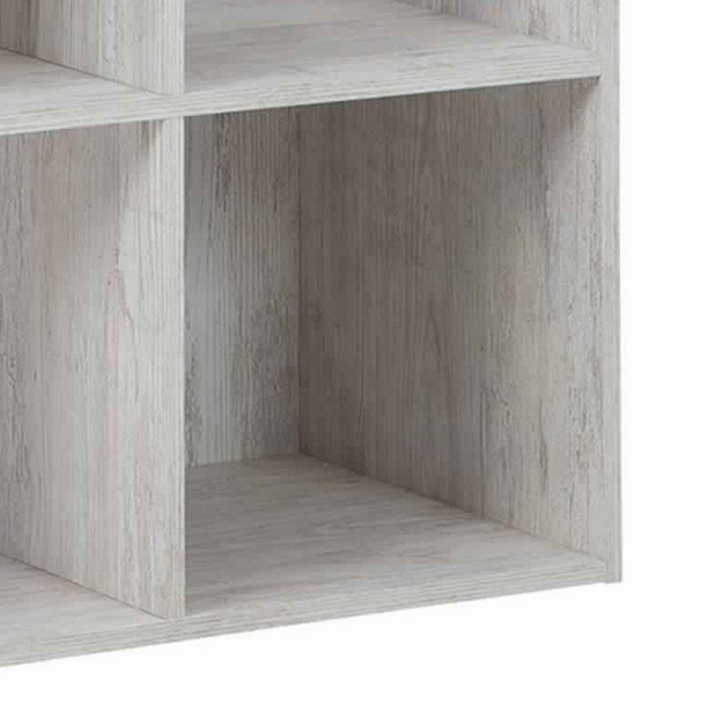 Ashley 9 Cube Wooden Organizer with Grain Details, Washed White