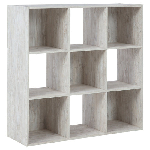 Ashley 9 Cube Wooden Organizer with Grain Details, Washed White