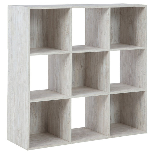 Ashley 9 Cube Wooden Organizer with Grain Details, Washed White