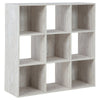 Ashley 9 Cube Wooden Organizer with Grain Details, Washed White