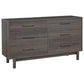 6 Drawer Contemporary Wooden Dresser with Metal Bar Handles, Gray By Casagear Home