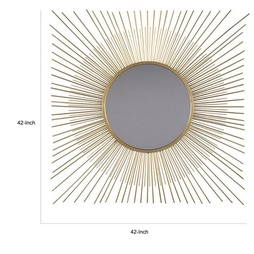 Wall Mirror | Round | Sunburst Design | Gold & Silver