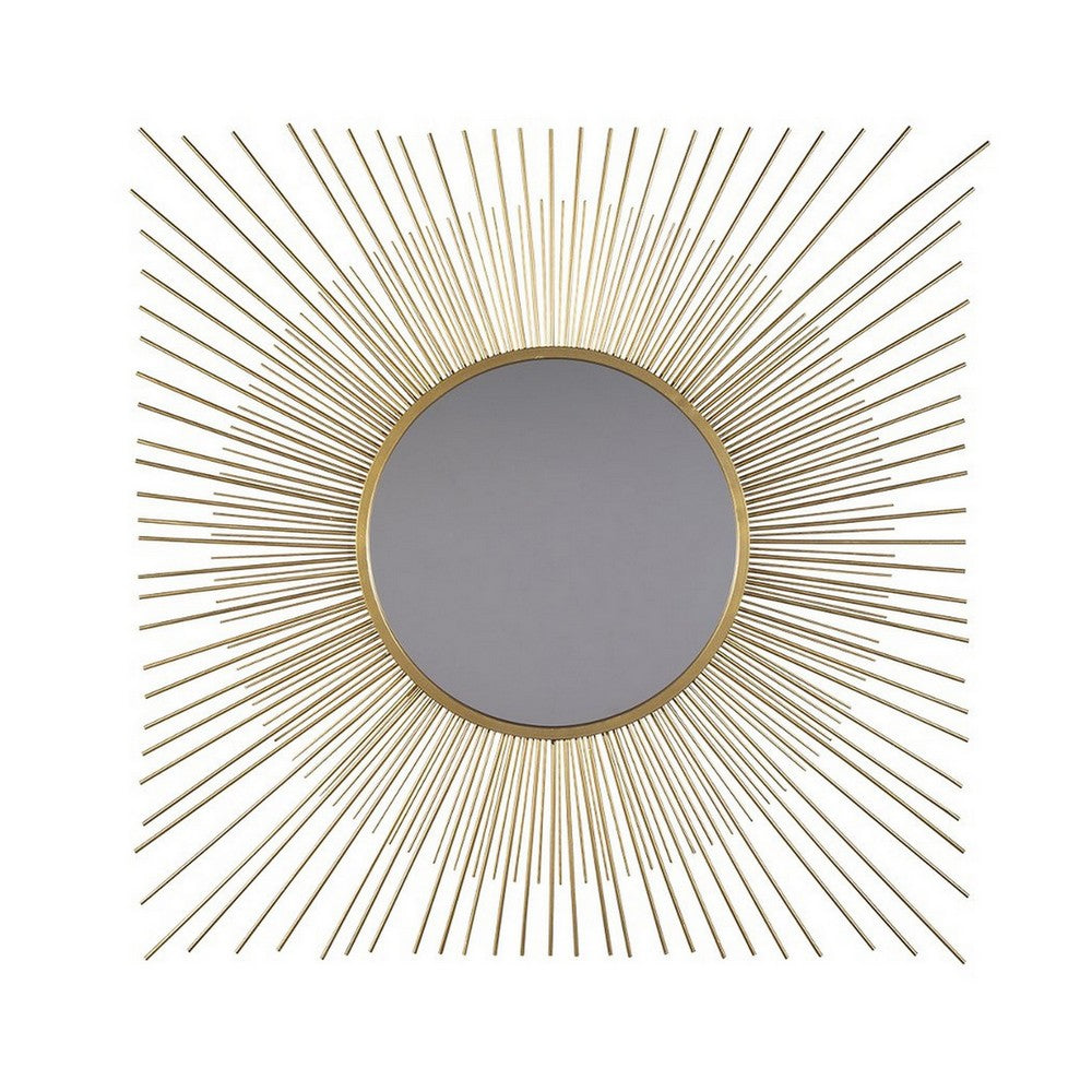 Wall Mirror | Round | Sunburst Design | Gold & Silver