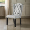 Button Tufted Fabric Upholstered Side Chair with Wooden Legs,Set of 2, Gray By Casagear Home