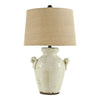 Table Lamp | Ceramic Vase Body | Fabric Shade | White & Beige