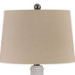 Ceramic Body Table Lamp with Brushed Details Set of 2 Beige and White By Casagear Home BM227188