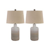 Table Lamp | Ceramic Body | Brushed Detail | Set of 2 | Beige & White