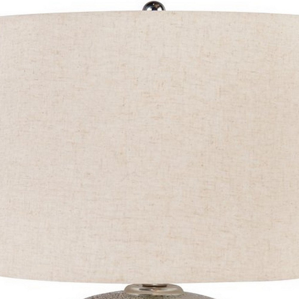 Bellied Table Lamp | Splotched Metal Body | 13" | Brass & Cream