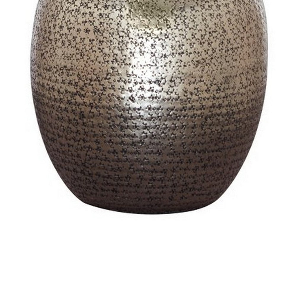 Bellied Table Lamp | Splotched Metal Body | 13" | Brass & Cream