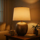 Bellied Table Lamp | Splotched Metal Body | 13" | Brass & Cream