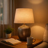 Bellied Table Lamp | Splotched Metal Body | 13" | Brass & Cream
