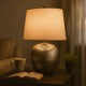Bellied Table Lamp | Splotched Metal Body | 13" | Brass & Cream