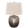 Bellied Table Lamp | Splotched Metal Body | 13" | Brass & Cream