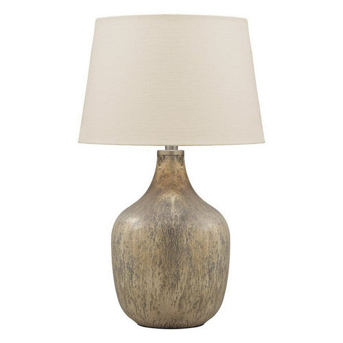 Mercury Glass Table Lamp | Drum Shade | 13" | Gold & Beige