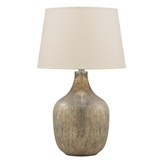Mercury Glass Table Lamp | Drum Shade | 13" | Gold & Beige