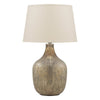 Mercury Glass Table Lamp | Drum Shade | 13" | Gold & Beige